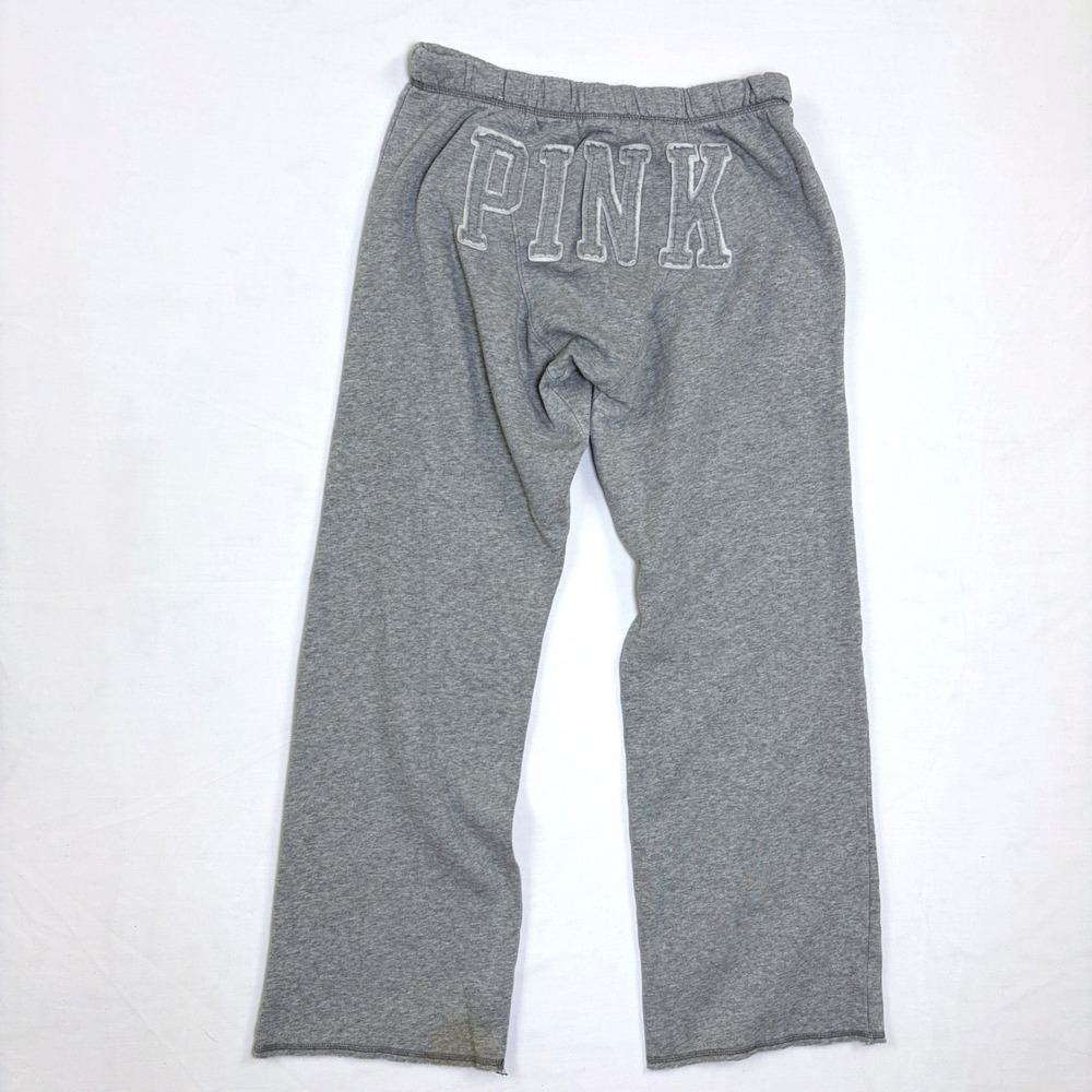 Victoria's Secret PINK Gray Wide Leg Campus Sweatpants Dog Logo XS Y2K Preppy